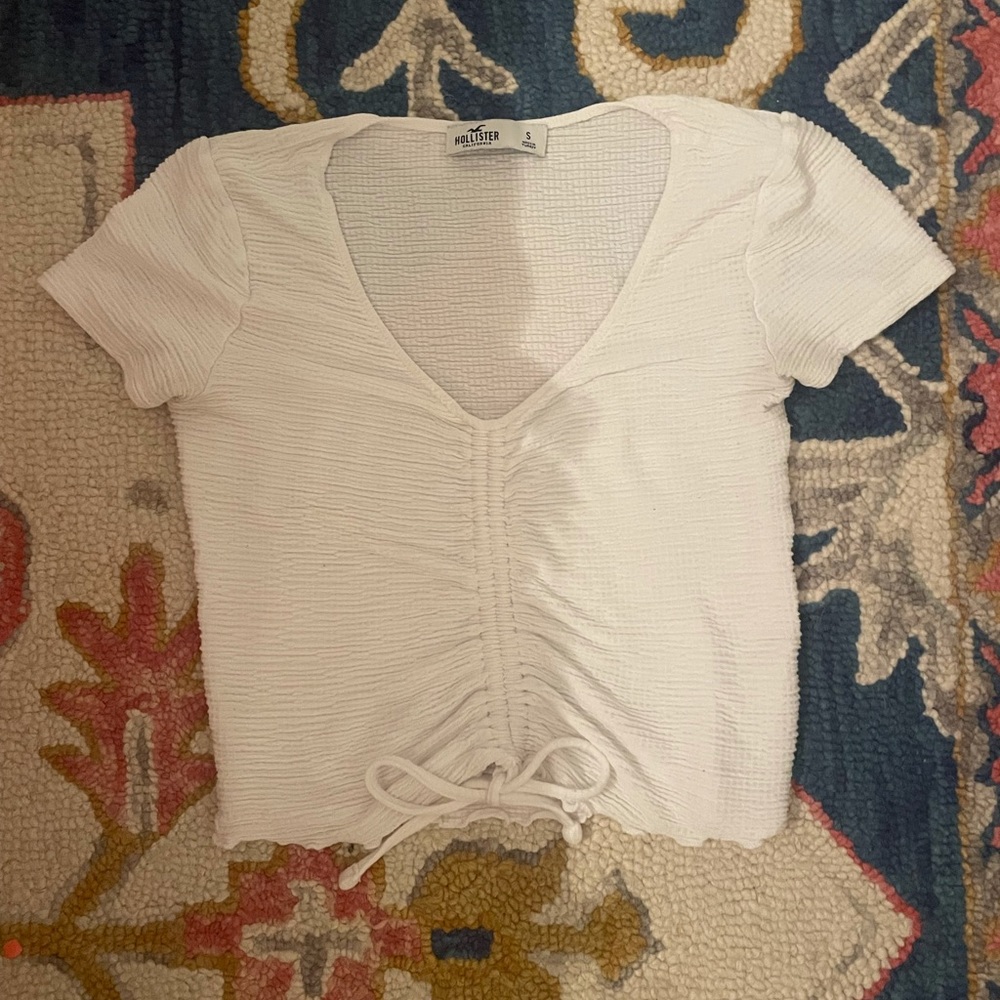 Hollister white lace up tee